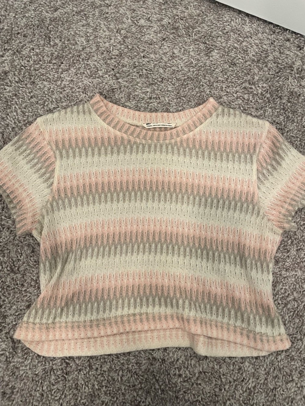 We The Free Pastel Pink & Cream Striped Knit Top
